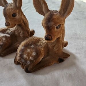 Vintage Flocked Deer Velvet Felt Fawns Bundle of 2